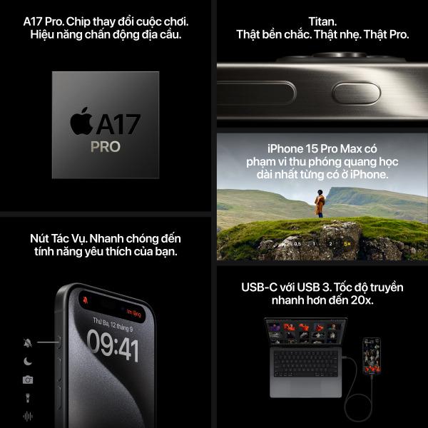 iPhone 15 Promax  256gb likenew LLA - Titan Đen
